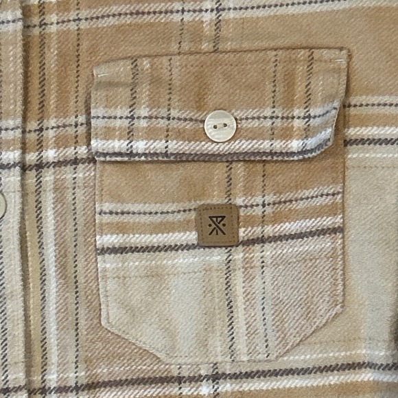 Roark Amberley Flannel Womens Medium Caramel Plaid Shacket Oversized Snap Cotton - Picture 3 of 9